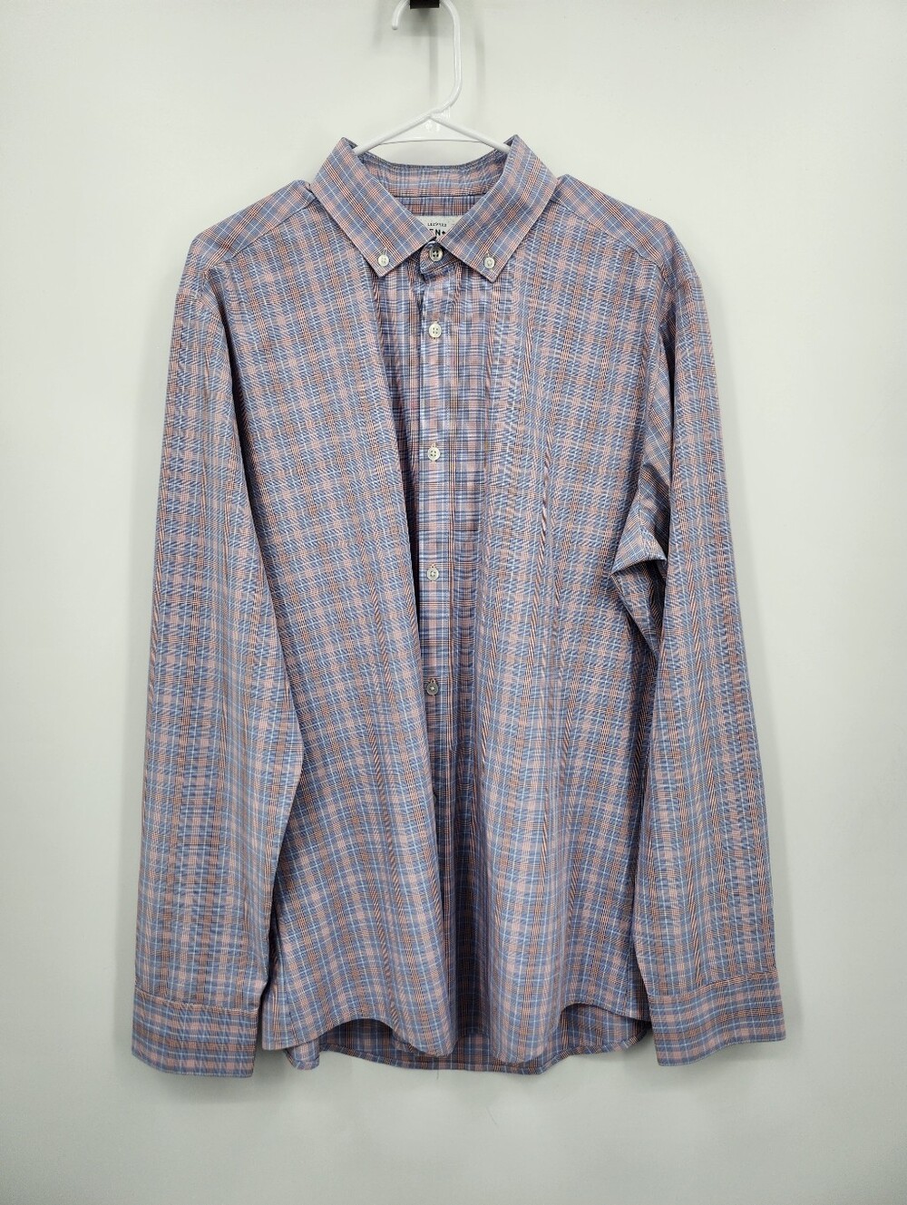 Mizzen Main Mens XL Trim Fit Long Sleeve Plaid Button Down Pink Blue